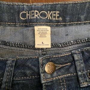 Dark wash denim mini skirt